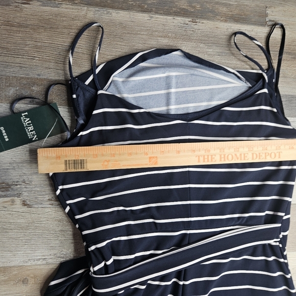 Lauren Ralph Lauren GREEN Label Strappy Midi Dress NEW Navy Blue White Size 10 - Picture 8 of 11